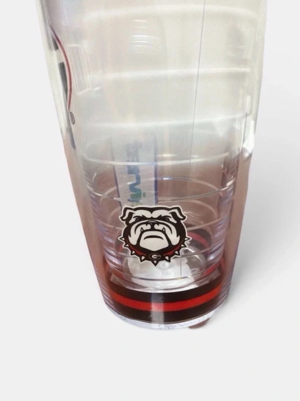 tervis Clear Travel Tumbler with Red Lid and Georgia G Logo NWT